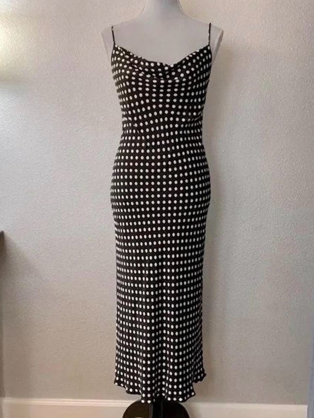 Zara Black and White Polka Dot Slip Dress